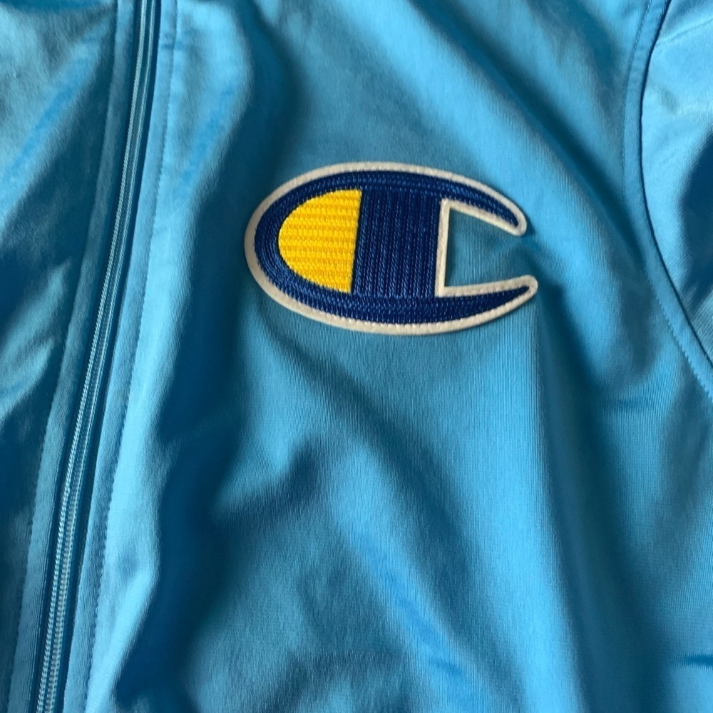 New Vintage Champion C Logo Track Jacket Athletic Performance Blue Large - Picture 10 of 16